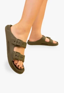 Sandália birkenstock feminina cinza com fivela dupla 1 sandália birken feminina cinza birkenstock feminina