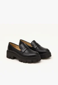 Mocassim feminino tratorado Black Onyx 2 sapato mocassim feminino tratorado com textura lisa black onyx