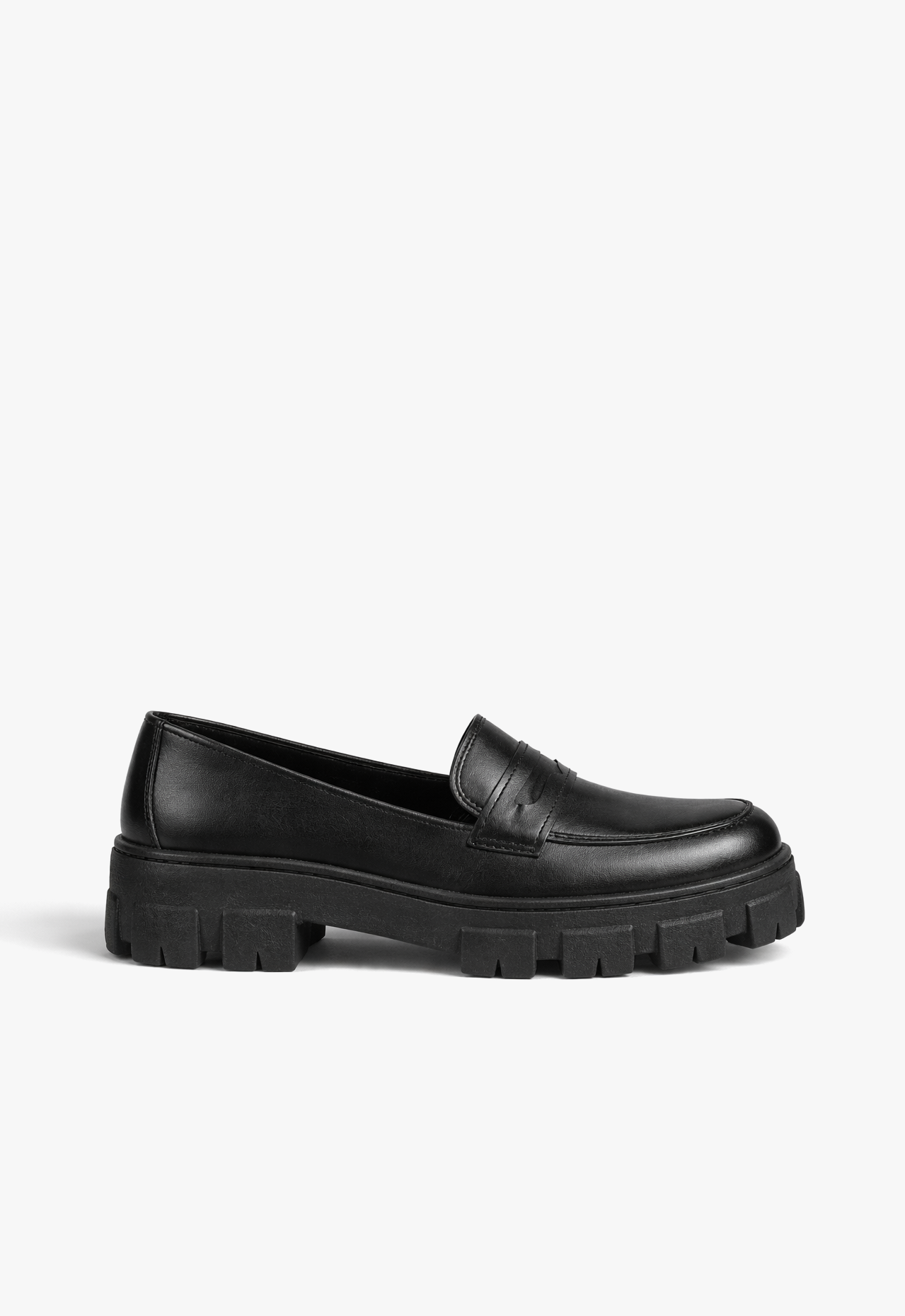 sapato mocassim feminino tratorado com textura lisa black onyx