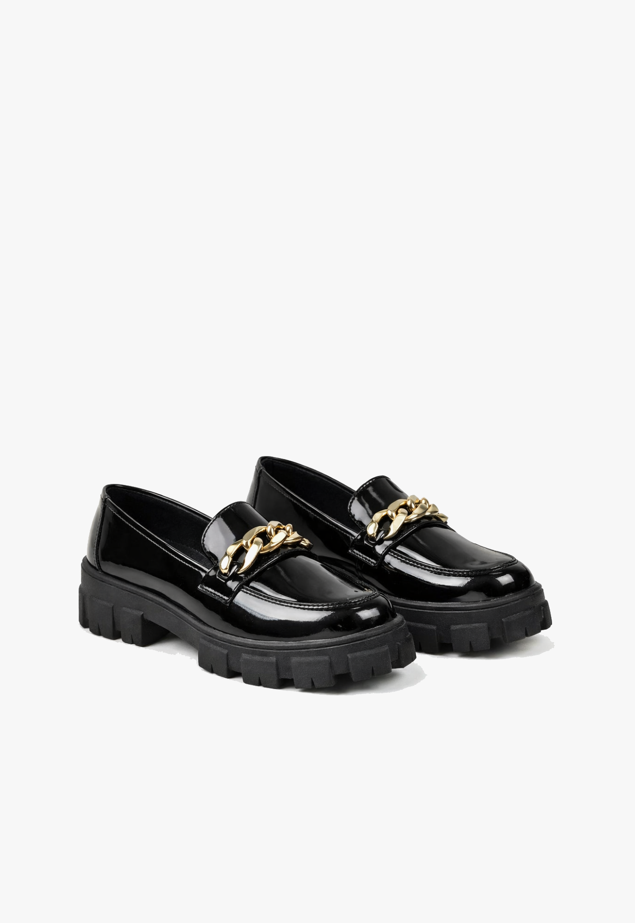 sapato mocassim feminino tratorado com detalhes em dourado black royale