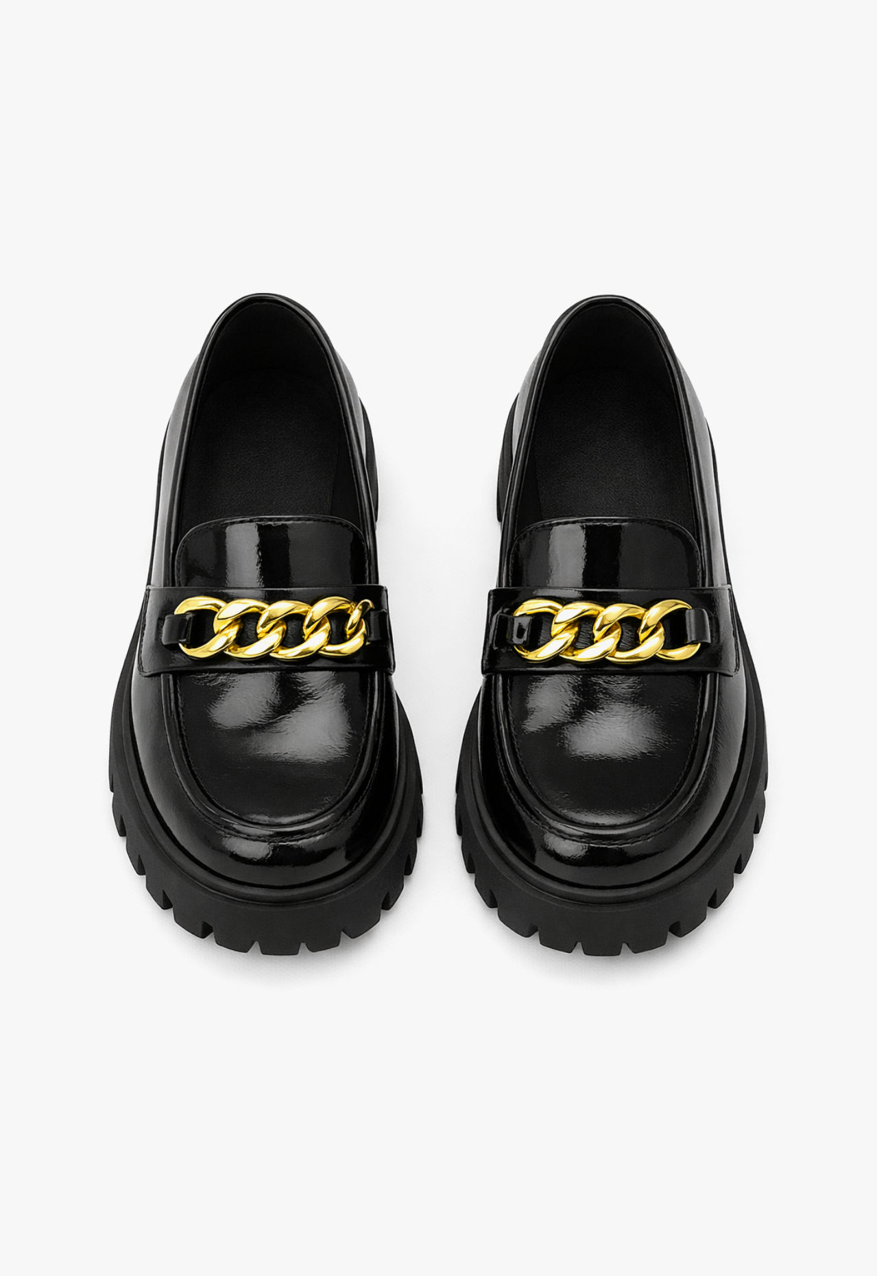 sapato mocassim feminino tratorado com detalhes em dourado black royale