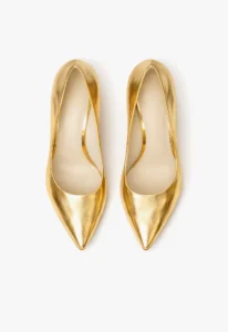 Scarpin feminino salto alto dourado Golden Royale 3 sapato scarpin feminino dourado golden royale com salto alto