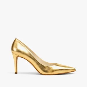 sapato scarpin feminino dourado golden royale com salto alto