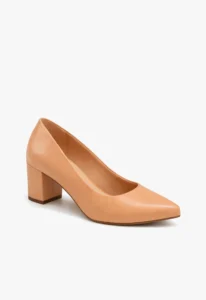 Scarpin feminino salto bloco nude 1 sapato scarpin feminino com salto bloco nude