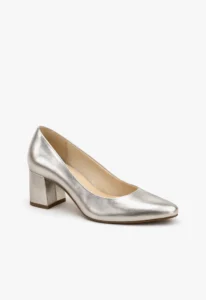 Scarpin feminino salto bloco prata 1 sapato scarpin feminino com salto bloco prata