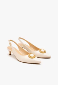 Scarpin slingback feminino salto baixo branco Pérola Blànc 4 sapato scarpin slingback feminino com salto baixo branco Pérola Blànc
