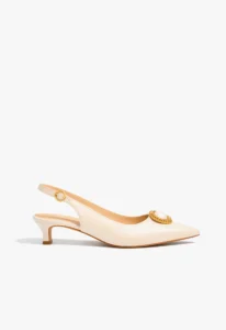 Scarpin slingback feminino salto baixo branco Pérola Blànc 2 sapato scarpin slingback feminino com salto baixo branco Pérola Blànc
