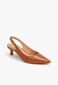 Scarpin slingback feminino salto baixo caramelo 1 sapato scarpin slingback feminino com salto baixo caramelo
