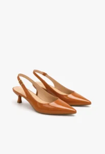 Scarpin slingback feminino salto baixo caramelo 4 sapato scarpin slingback feminino com salto baixo caramelo