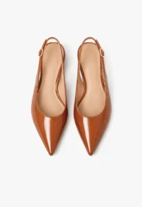 Scarpin slingback feminino salto baixo caramelo 3 sapato scarpin slingback feminino com salto baixo caramelo