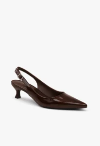 Scarpin slingback feminino salto baixo chocolate 1 sapato scarpin slingback feminino com salto baixo chocolate