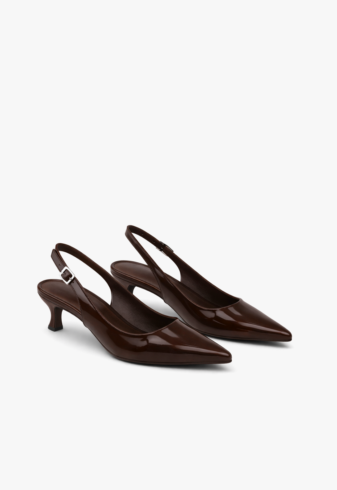sapato scarpin slingback feminino com salto baixo chocolate