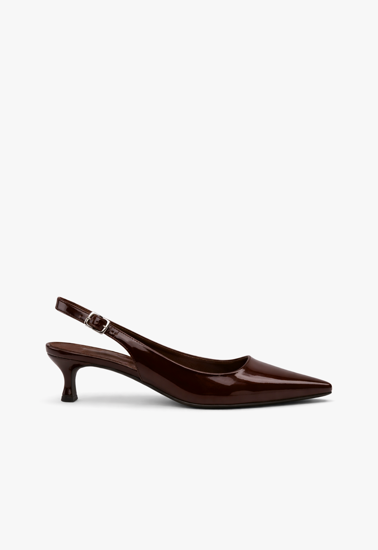 sapato scarpin slingback feminino com salto baixo chocolate