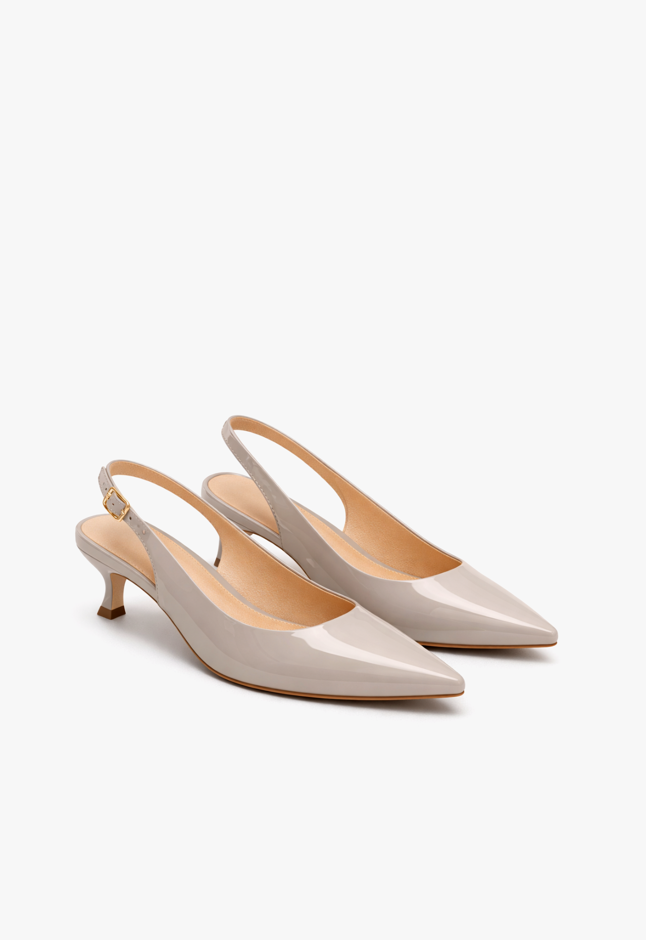 sapato scarpin slingback feminino com salto baixo cinza