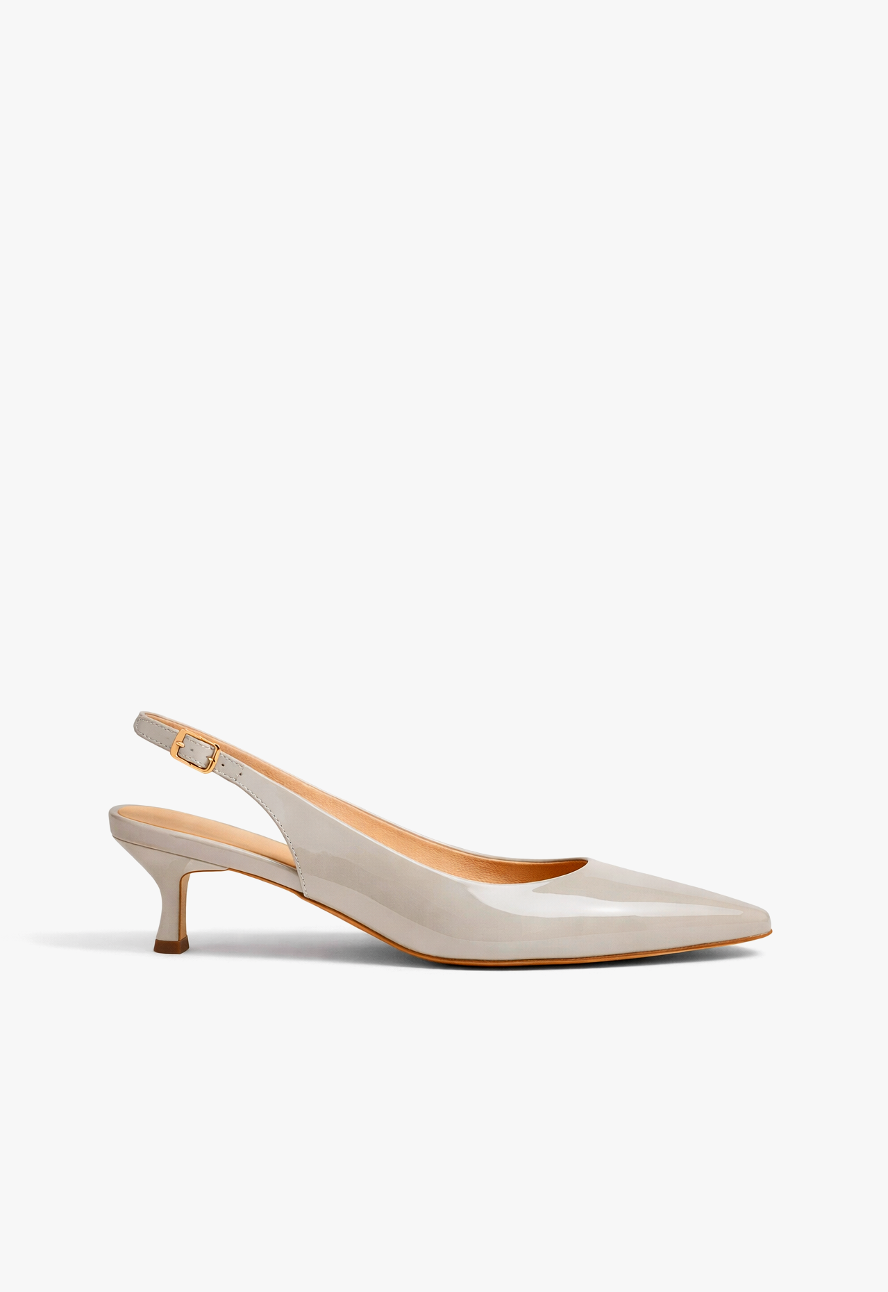 sapato scarpin slingback feminino com salto baixo cinza