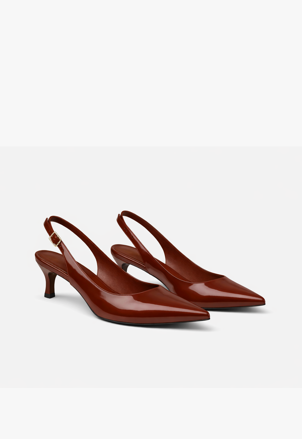 sapato scarpin slingback feminino com salto baixo marrom