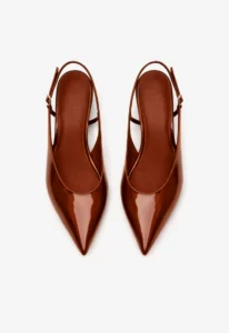 Scarpin slingback feminino salto baixo marrom 3 sapato scarpin slingback feminino com salto baixo marrom