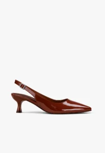 Scarpin slingback feminino salto baixo marrom 2 sapato scarpin slingback feminino com salto baixo marrom