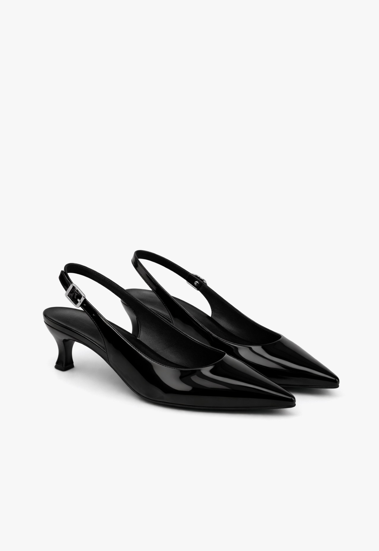 sapato scarpin slingback feminino com salto baixo preto