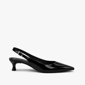 sapato scarpin slingback feminino com salto baixo preto
