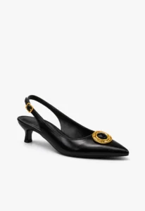 Scarpin slingback feminino salto baixo preto Black'Gold 1 sapato scarpin slingback feminino com salto baixo preto Black' Gold