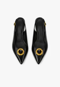 Scarpin slingback feminino salto baixo preto Black'Gold 3 sapato scarpin slingback feminino com salto baixo preto Black' Gold