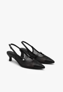 Scarpin slingback feminino salto baixo preto Black Noir 4 sapato scarpin slingback feminino com salto baixo preto black noir