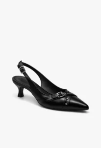 Scarpin slingback feminino salto baixo preto Black Royale 1 sapato scarpin slingback feminino com salto baixo preto black royale
