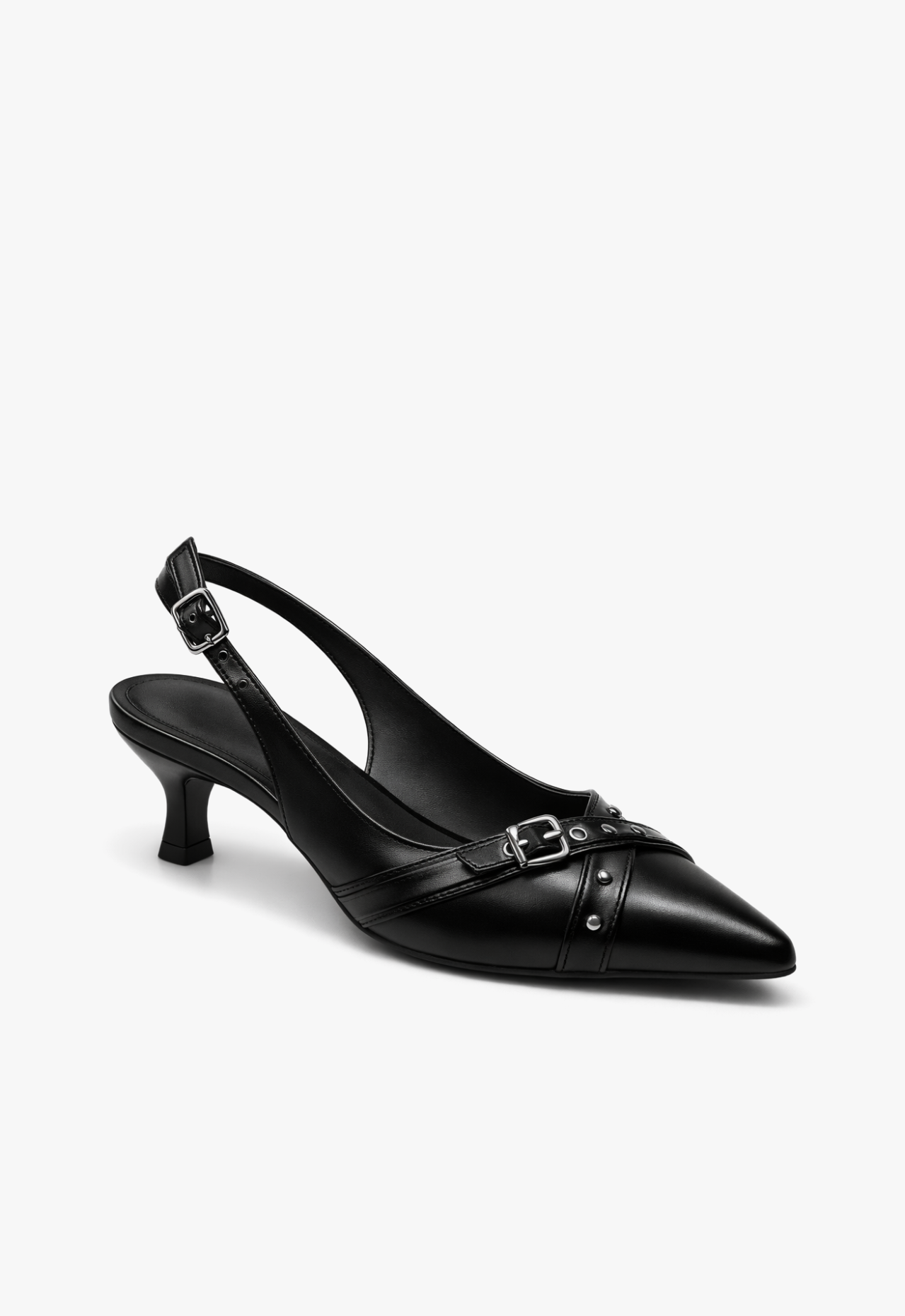 Home 22 sapato scarpin slingback feminino com salto baixo preto black royale