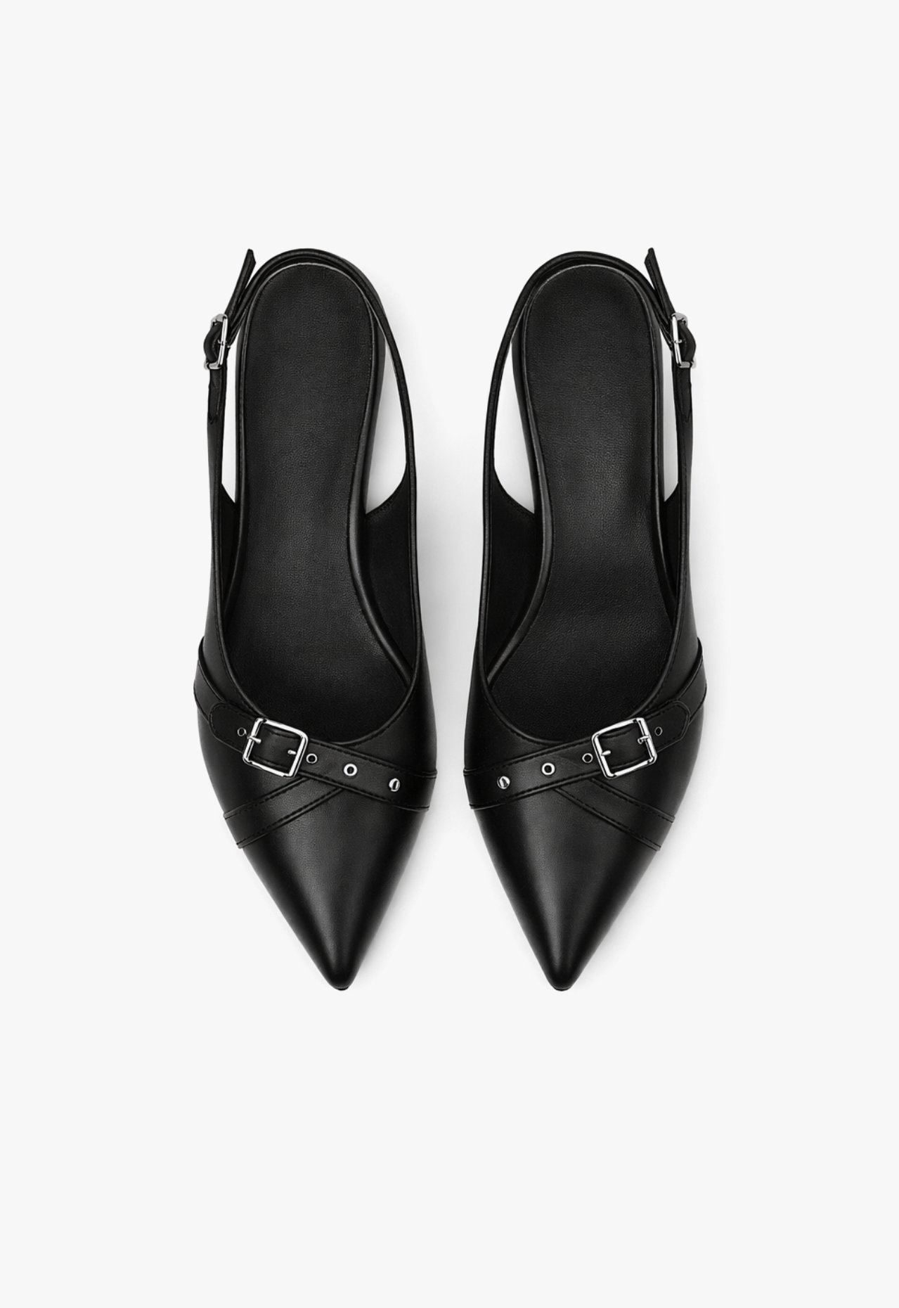 sapato scarpin slingback feminino com salto baixo preto black royale