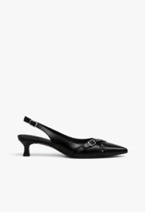 Scarpin slingback feminino salto baixo preto Black Royale 2 sapato scarpin slingback feminino com salto baixo preto black royale