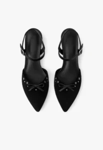 Scarpin slingback feminino salto baixo preto Black Velvet 3 sapato scarpin slingback feminino com salto baixo preto black velvet