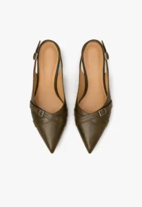 Scarpin slingback feminino salto baixo verde Oliva Royale 3 sapato scarpin slingback feminino com salto baixo verde oliva royale