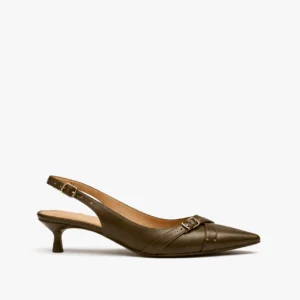 sapato scarpin slingback feminino com salto baixo verde oliva royale