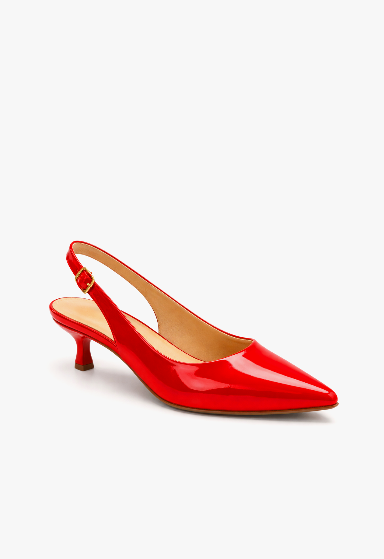 sapato scarpin slingback feminino com salto baixo vermelho rubi royale