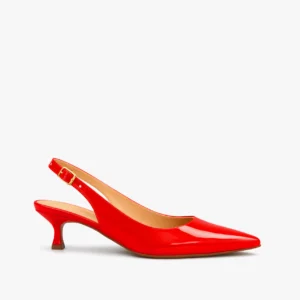 sapato scarpin slingback feminino com salto baixo vermelho rubi royale