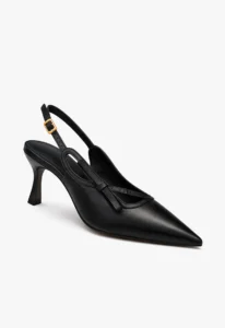 Scarpin slingback feminino salto médio preto Black Onyx 1 sapato scarpin slingback feminino com salto médio preto Black Onyx