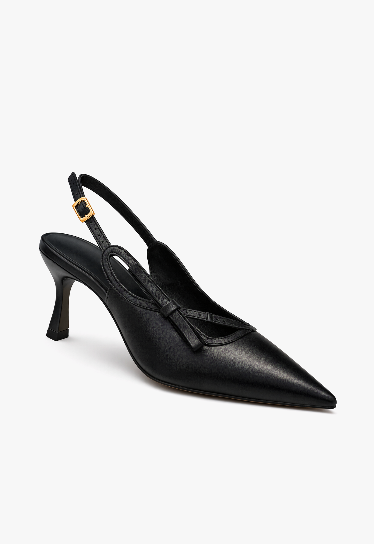 sapato scarpin slingback feminino com salto médio preto Black Onyx