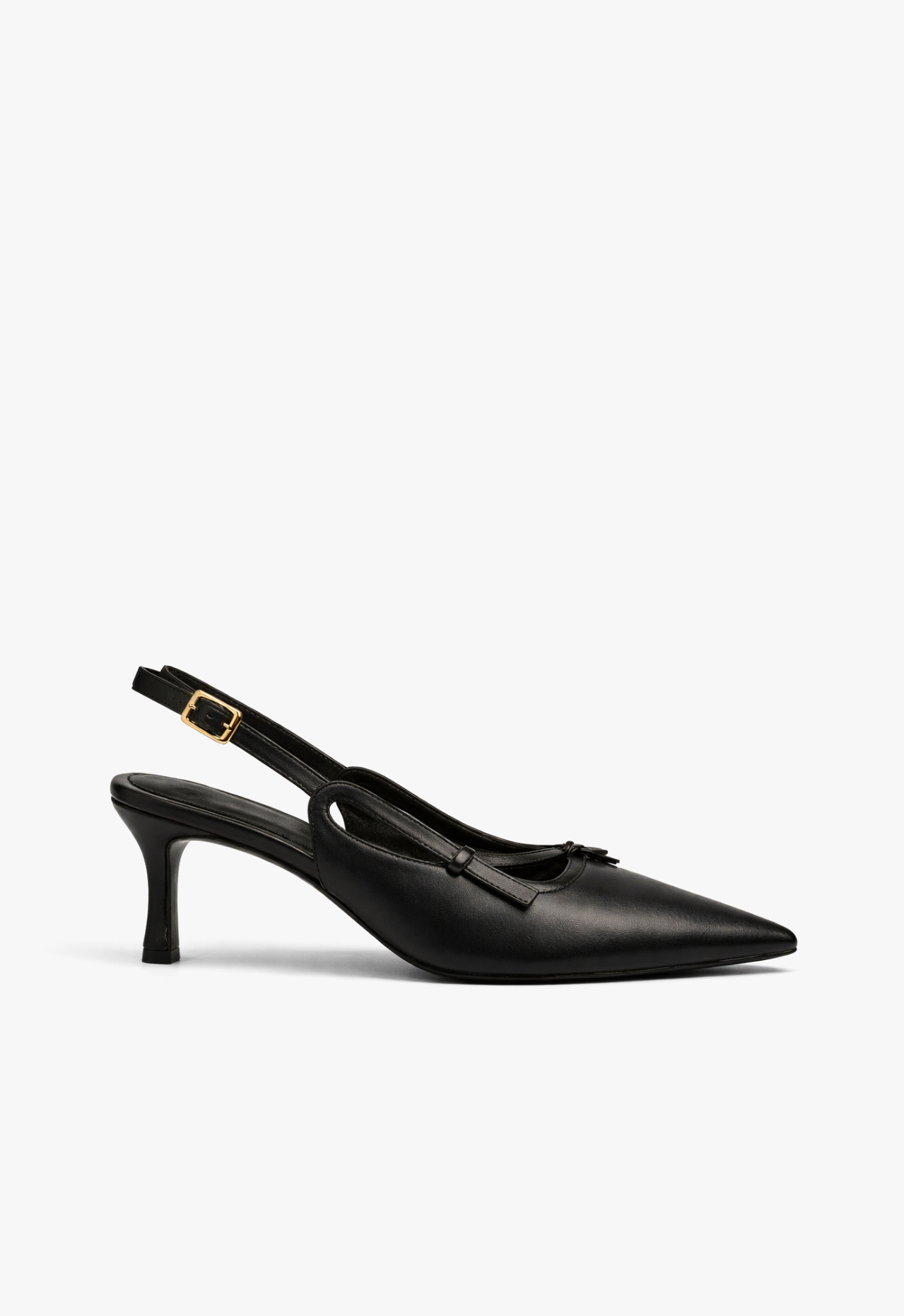 sapato scarpin slingback feminino com salto médio preto Black Onyx