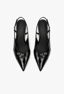 Scarpin slingback feminino salto médio preto Black Royale 3 sapato scarpin slingback feminino com salto médio preto Black Royale