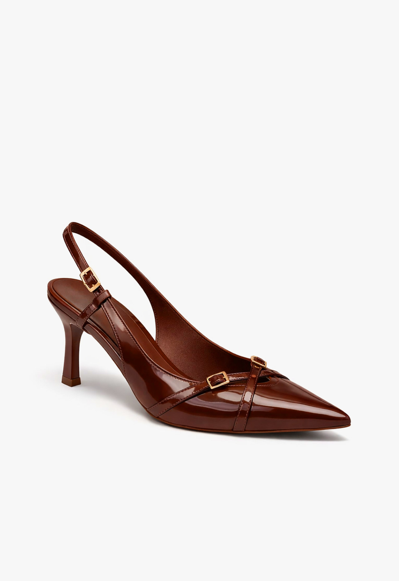 sapato scarpin slingback feminino com salto médio marrom