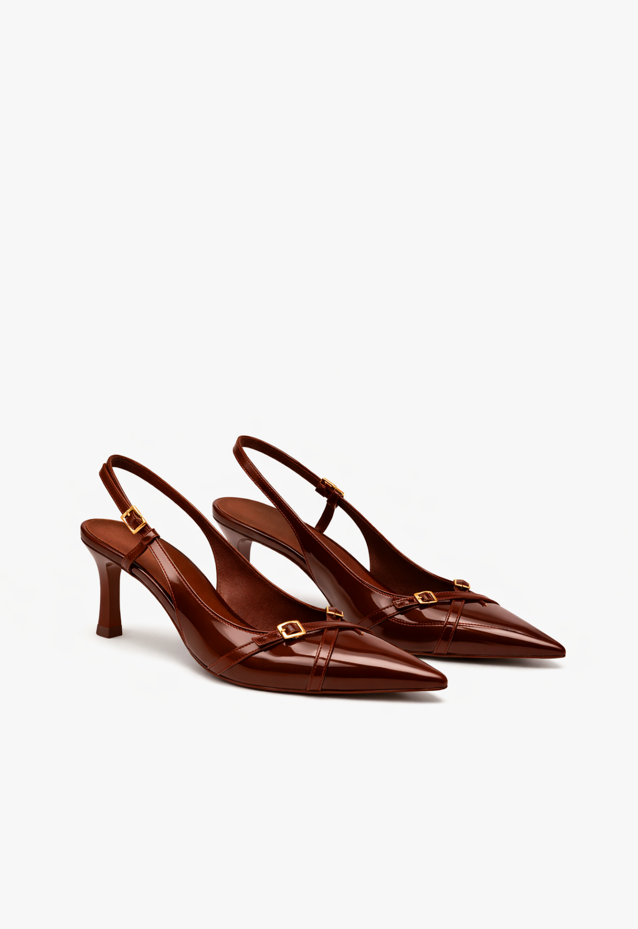 sapato scarpin slingback feminino com salto médio marrom