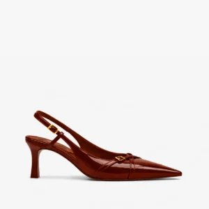 sapato scarpin slingback feminino com salto médio marrom