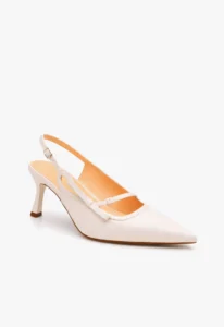Scarpin slingback feminino salto médio Pérola Blànc 1 sapato scarpin slingback feminino com salto médio branco Pérola Blànc