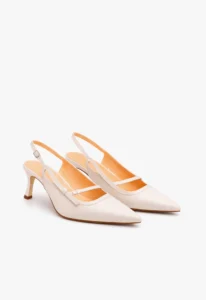 Scarpin slingback feminino salto médio Pérola Blànc 4 sapato scarpin slingback feminino com salto médio branco Pérola Blànc