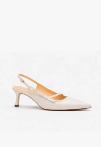 Scarpin slingback feminino salto médio Pérola Blànc 2 sapato scarpin slingback feminino com salto médio branco Pérola Blànc
