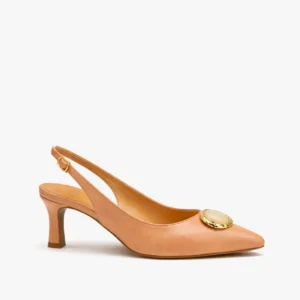 sapato scarpin slingback feminino com salto médio Rose Lumière