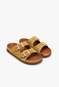 Sandália papete feminina com strass dourado 4 sandália papete feminina com strass dourado