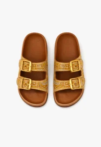 Sandália papete feminina com strass dourado 3 sandália papete feminina com strass dourado