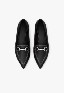 Sapatilha feminina bico fino preto 3 sapatilha feminina com bico fino preto e horsebit prata